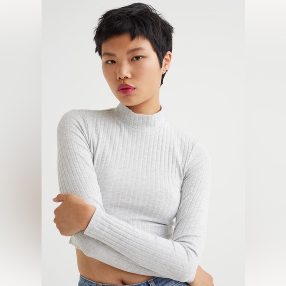 H&M Tops - H&M Ribbed Mock Neck Crop Top
